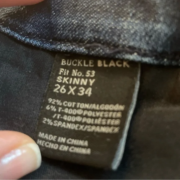 Buckle Black Skinny Jeans Women’s 26x34 Blue Fit No. 53 Stretch Dark Wash Denim - Picture 4 of 10